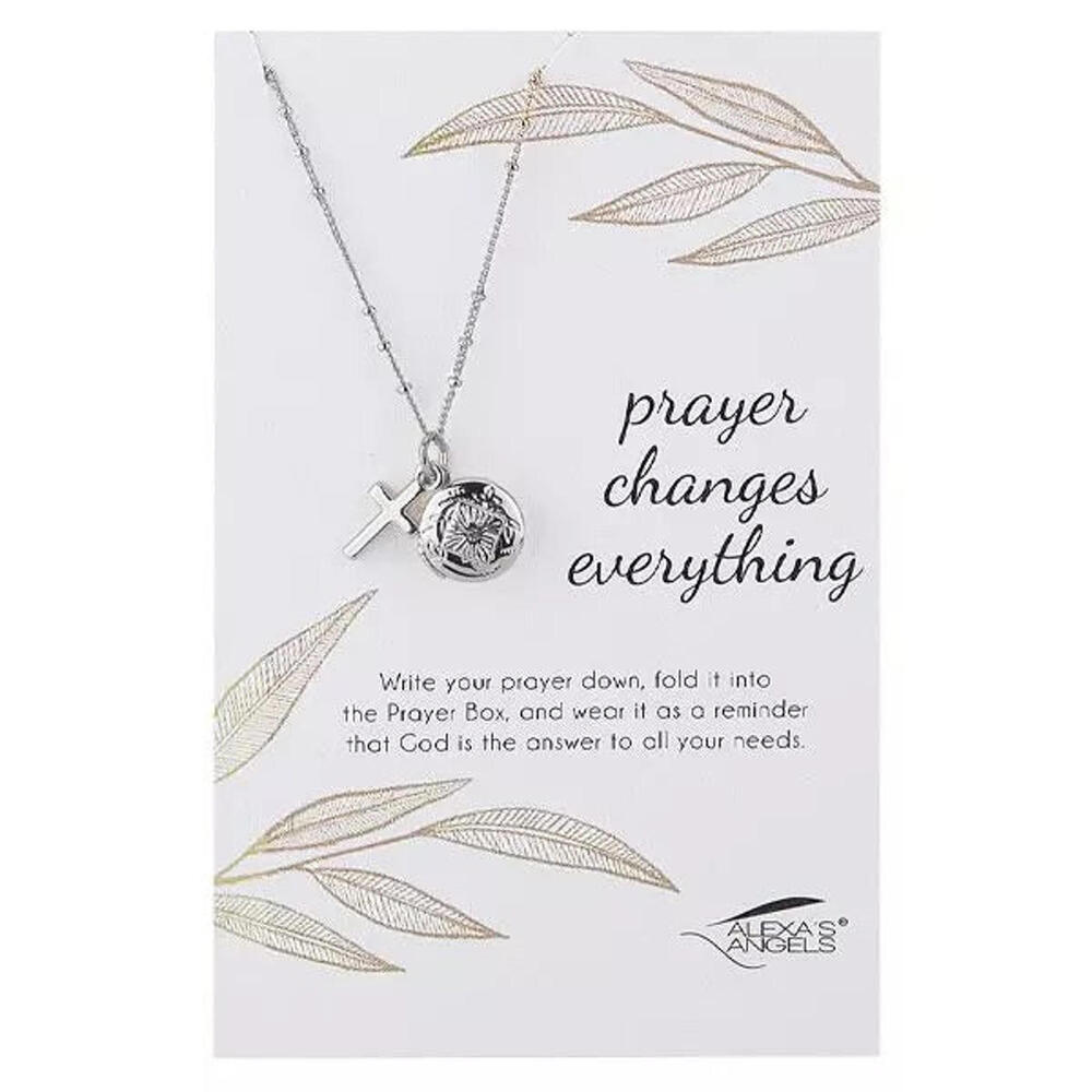16" Silver Cross & Prayer Locket : Religious Gifts